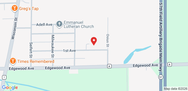 Map of 210+First+Avenue+Adell%2C+WI+53001
